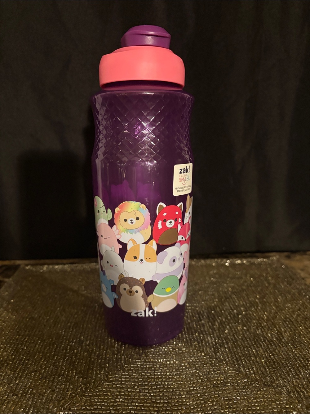 zak! Kids Purple Character Water Bottle with Pink Lid